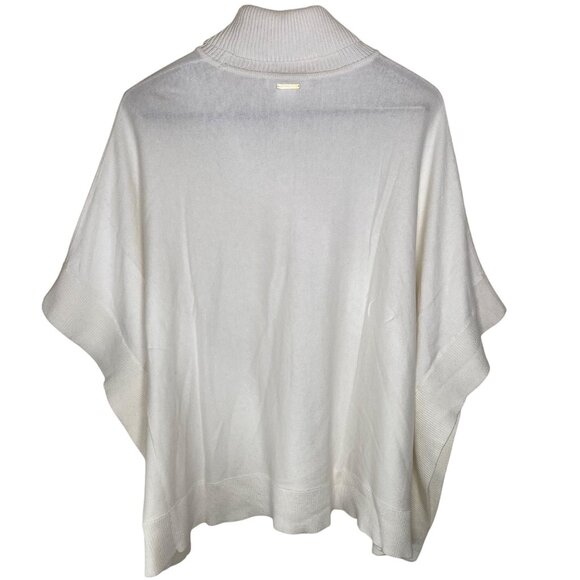 Michael KorsTurtleneck Poncho Sweater Womens XL White Cotton Blend Relaxed - Picture 3 of 12